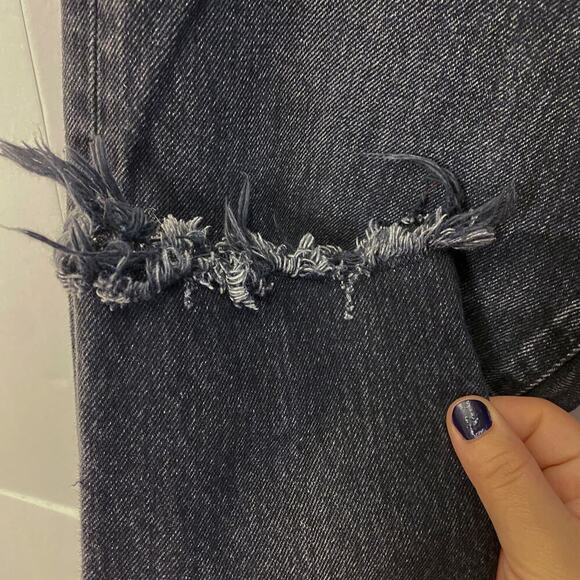 Moussy Vintage Staley Tapered Straight Leg raw hem Jeans in Black Size 28 - Picture 6 of 11